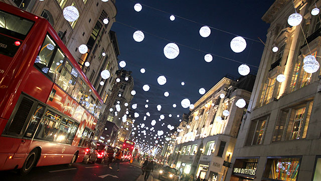 Luzes e decorações de Natal em Londres